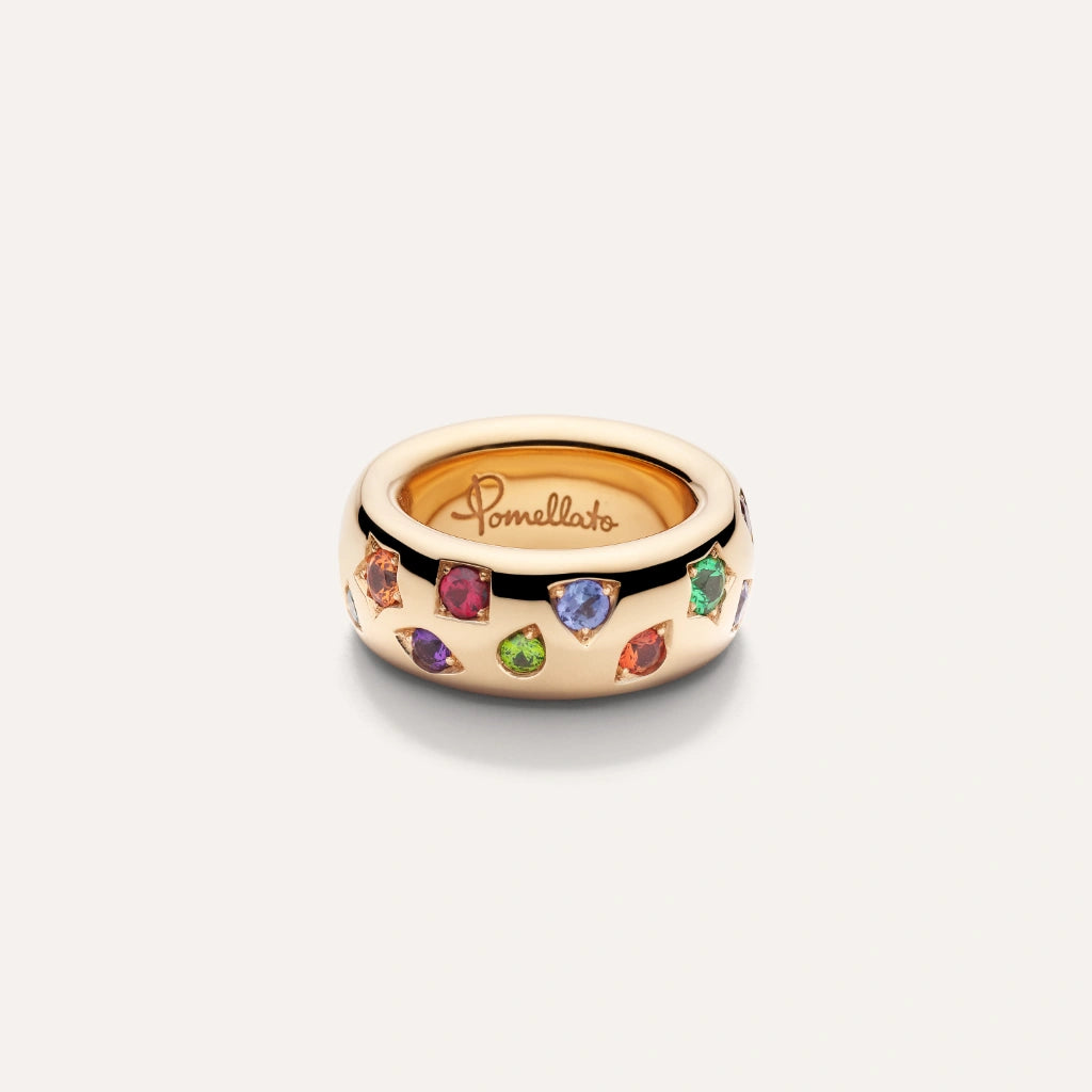 Pomellato Jewelry - Iconica 18K Rose Gold Mixed Gemstones Medium Ring | Manfredi Jewels