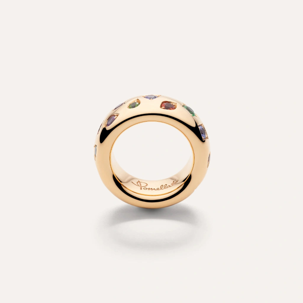 Pomellato Jewelry - Iconica 18K Rose Gold Mixed Gemstones Medium Ring | Manfredi Jewels