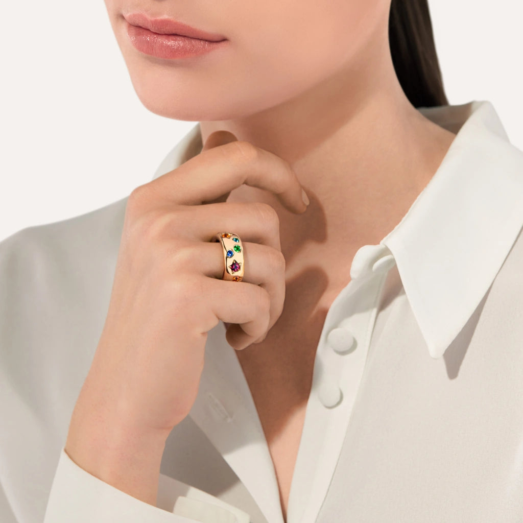 Pomellato Jewelry - Iconica 18K Rose Gold Mixed Gemstones Medium Ring | Manfredi Jewels