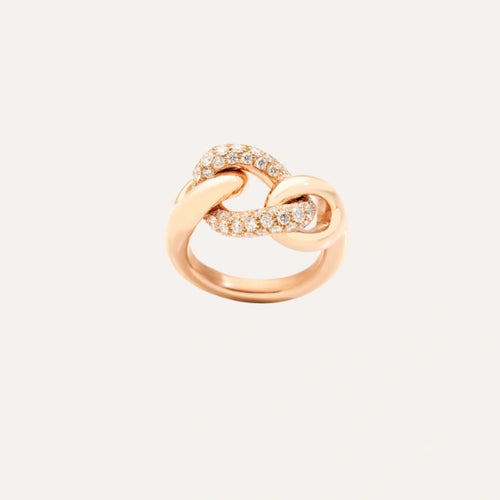 Catene 18K Rose Gold Chain Link Diamond Ring