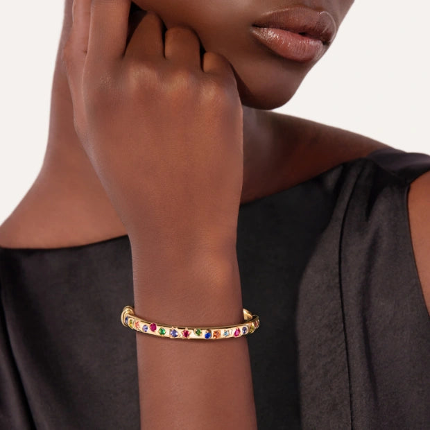 Pomellato Jewelry - Iconica Colour 18K Rose Gold Mixed Gemstones Bangle Bracelet | Manfredi Jewels