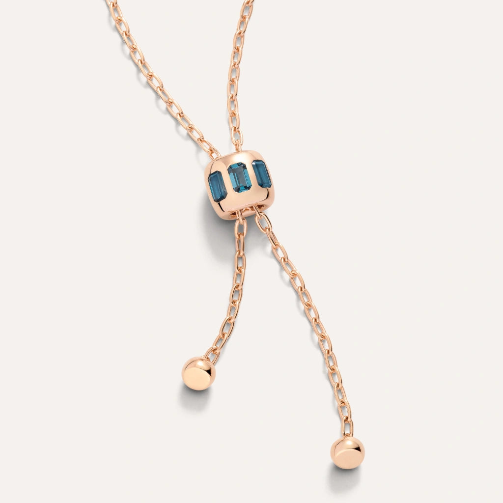 Pomellato Jewelry - Iconica 18K Rose Gold Blue London Topaz Necklace | Manfredi Jewels