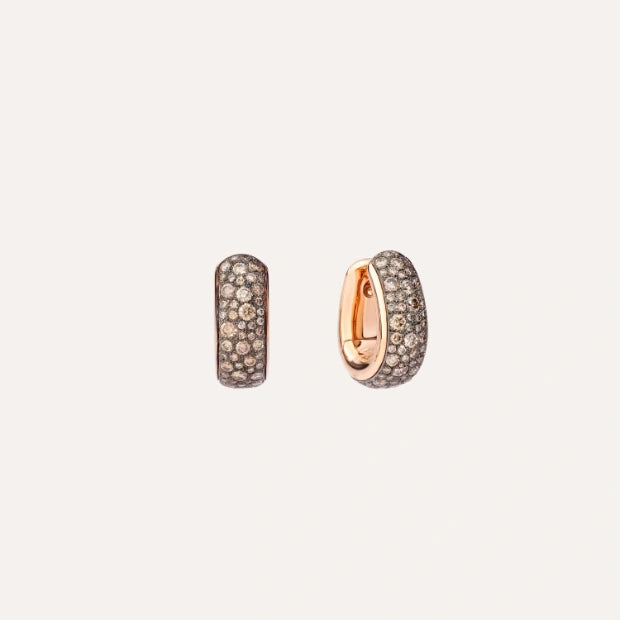 Pomellato Jewelry - Iconica 18K Rose Gold Bold Brown Diamond Hoop Earrings | Manfredi Jewels