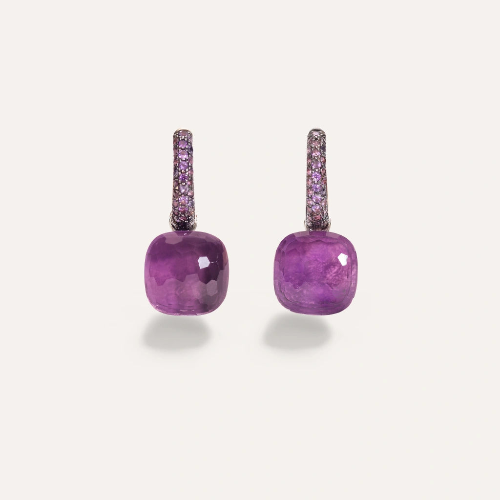 Pomellato Jewelry - Nudo Classic 18K Rose Gold Jade & Amethyst Earrings | Manfredi Jewels