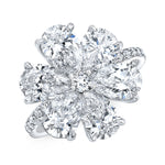 Rahaminov Diamonds Engagement - Pear Cut 4.23 ct 18K White Gold Six Petal Diamond Flower Ring | Manfredi Jewels