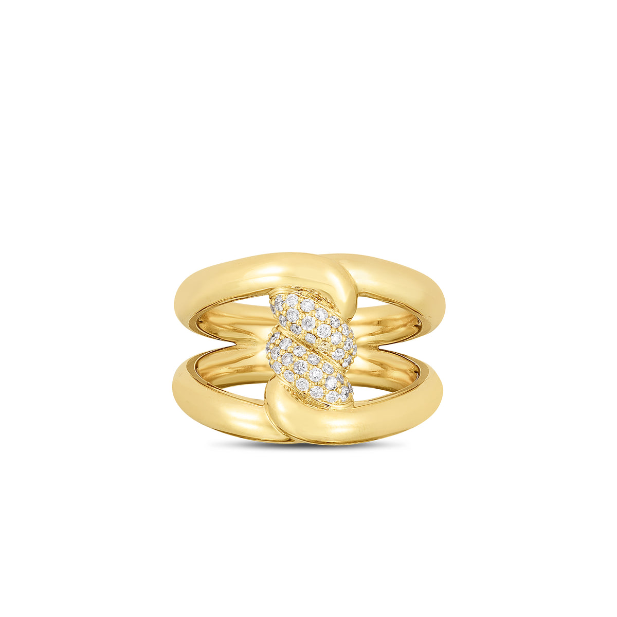 Roberto Coin Jewelry - Cialoma 18K Yellow Gold Diamond Single Knot Ring | Manfredi Jewels
