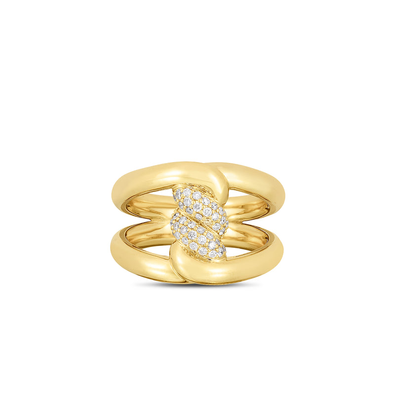 Cialoma 18K Yellow Gold Diamond Single Knot Ring