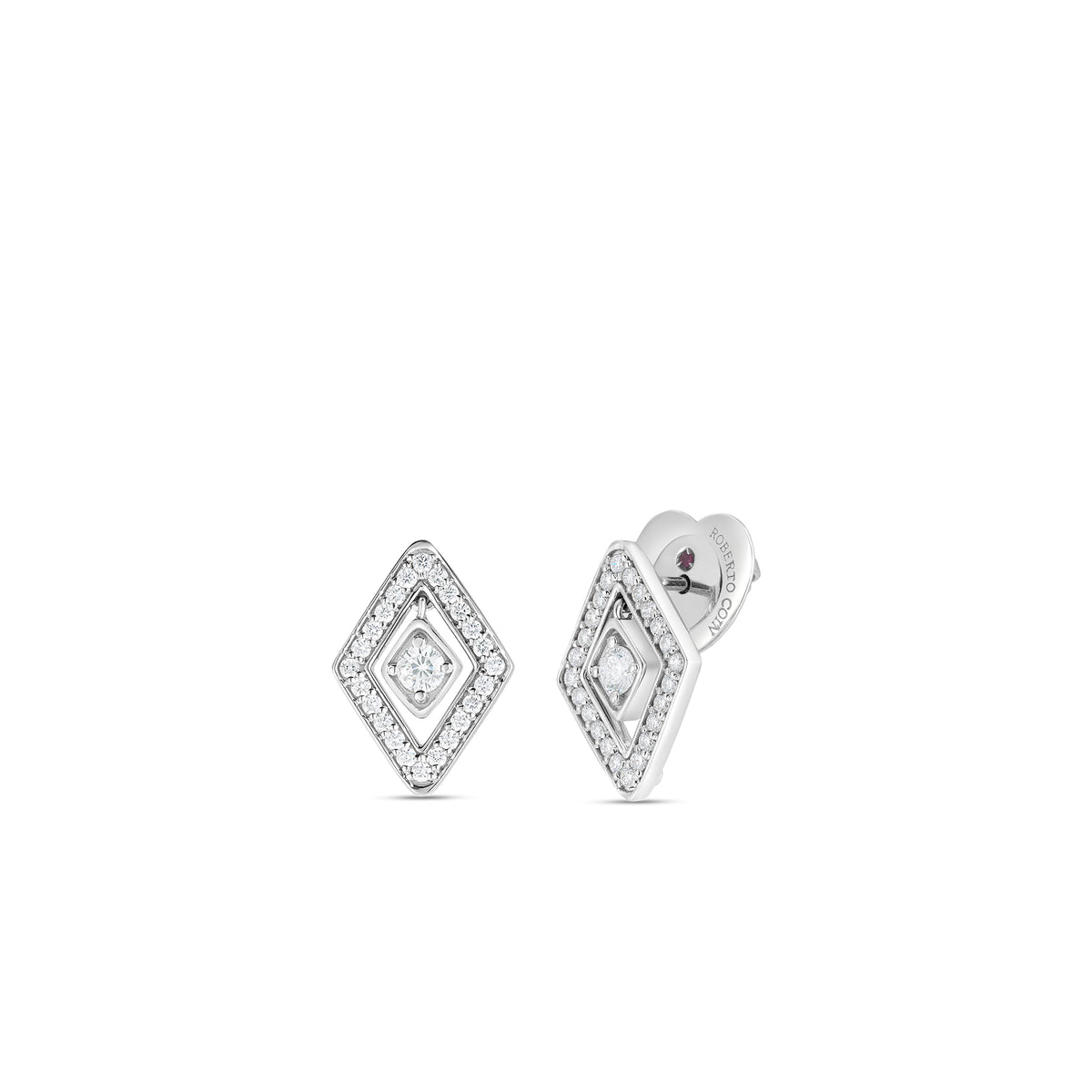 Roberto Coin Jewelry - Diamante 18K White Gold Diamond Stud Earrings | Manfredi Jewels