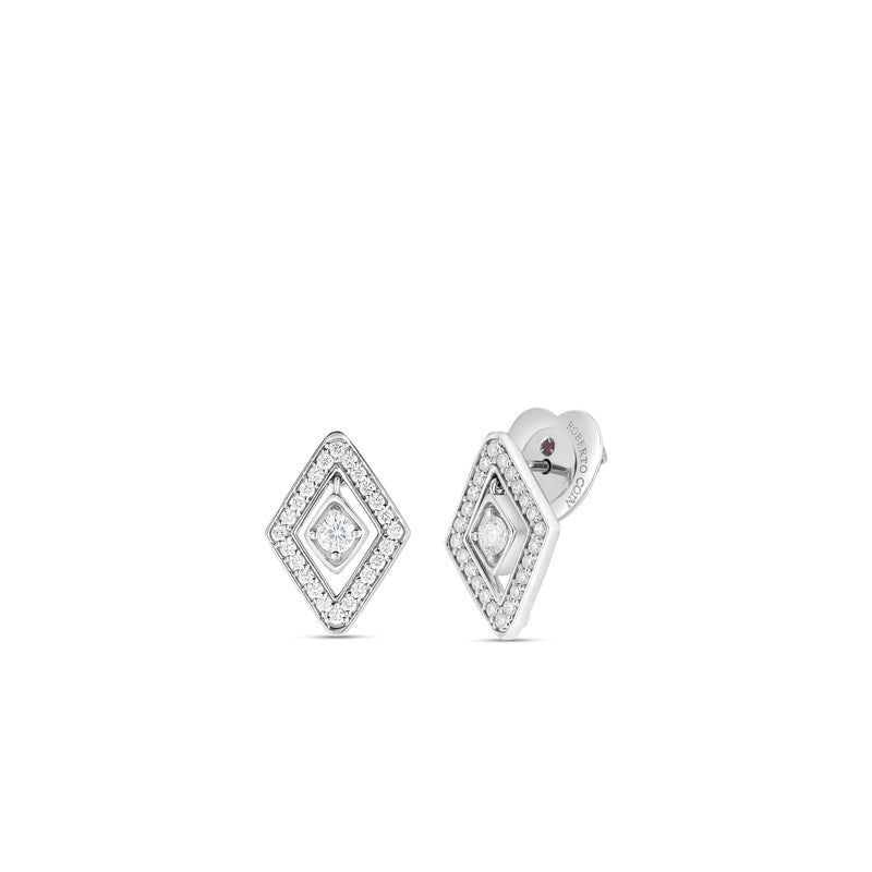 Roberto Coin Jewelry - Diamante 18K White Gold Diamond Stud Earrings | Manfredi Jewels