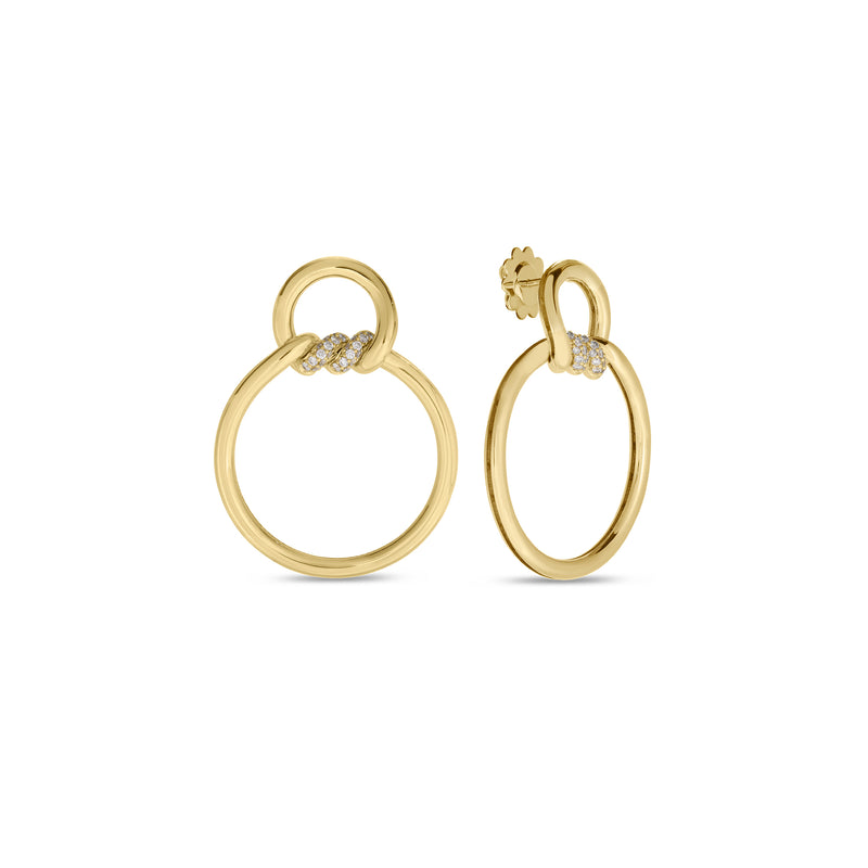 Cialoma 18K Yellow Gold Diamond Accent Round Doorknocker Earrings