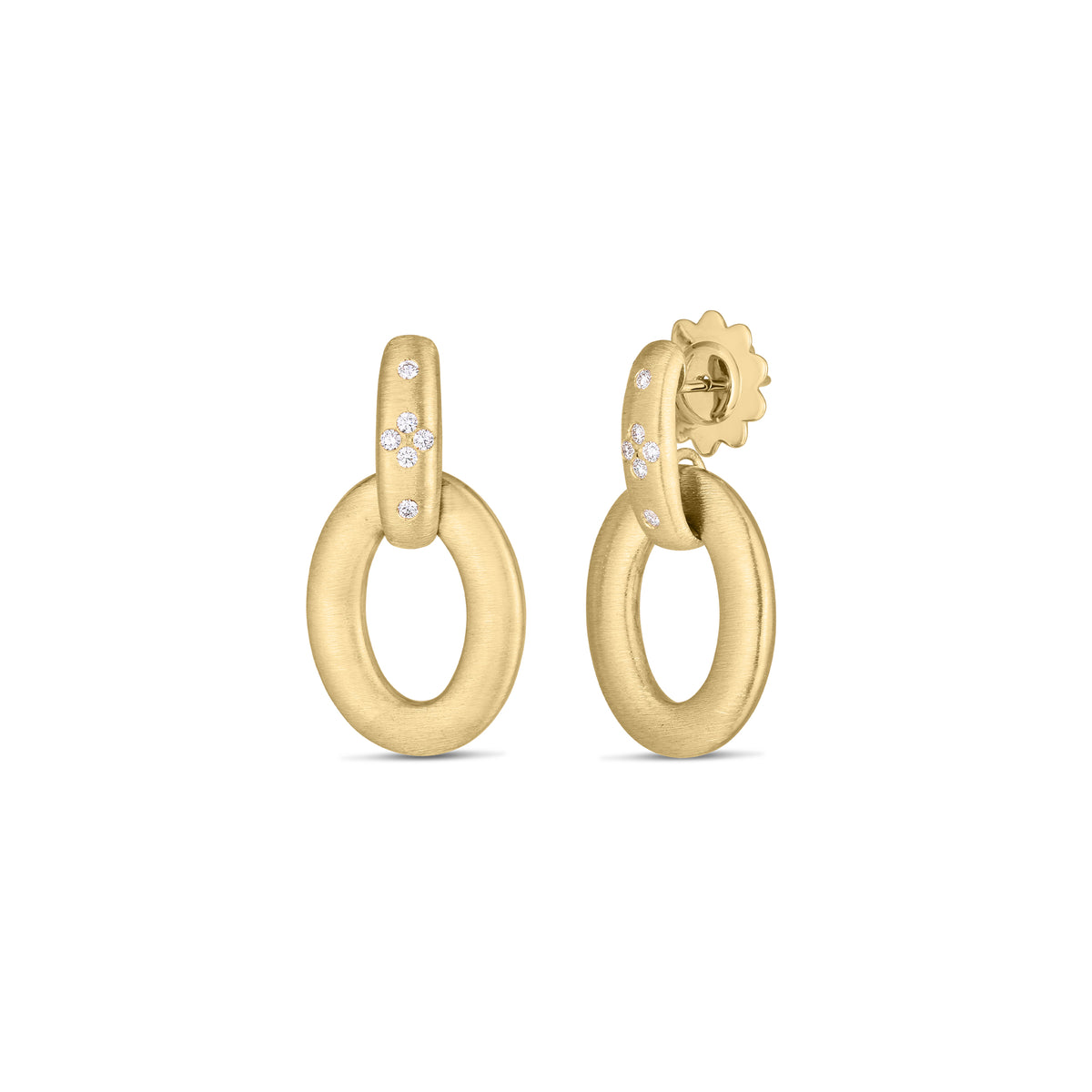 Roberto Coin Jewelry - Duchessa 18K Yellow Gold Diamond Accent Satin Doorknocker Earrings | Manfredi Jewels