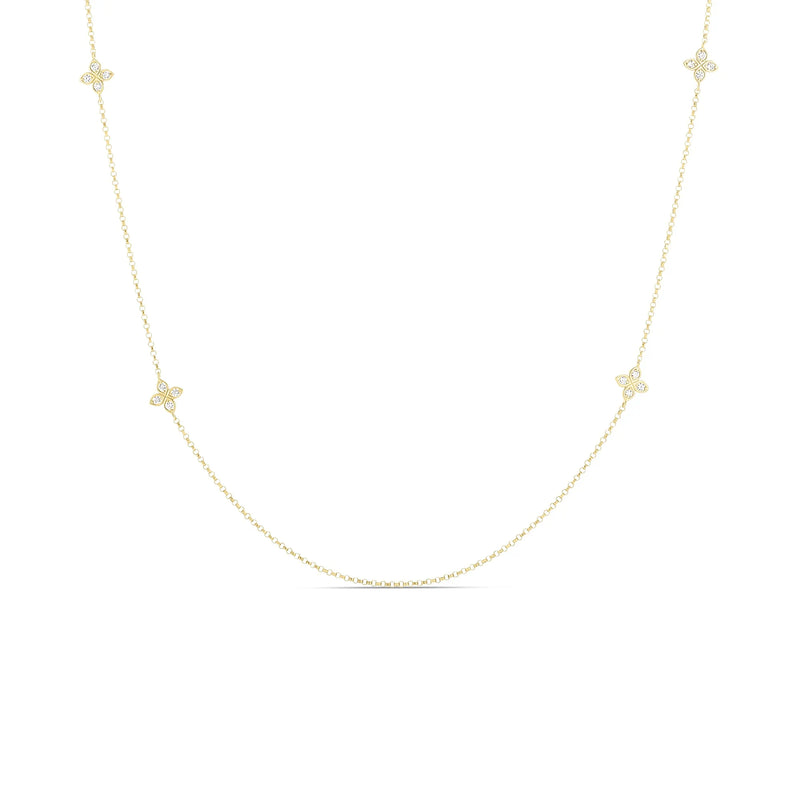 Love By The Inch 18K Yellow Gold 10 Station Diamond Flower Long Necklace