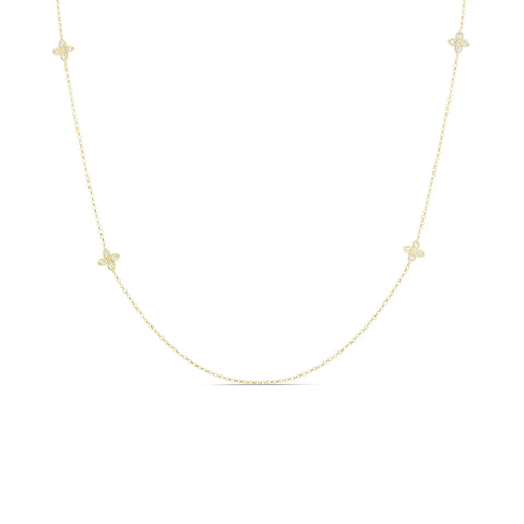 Love By The Inch 18K Yellow Gold 10 Station Diamond Flower Long Necklace
