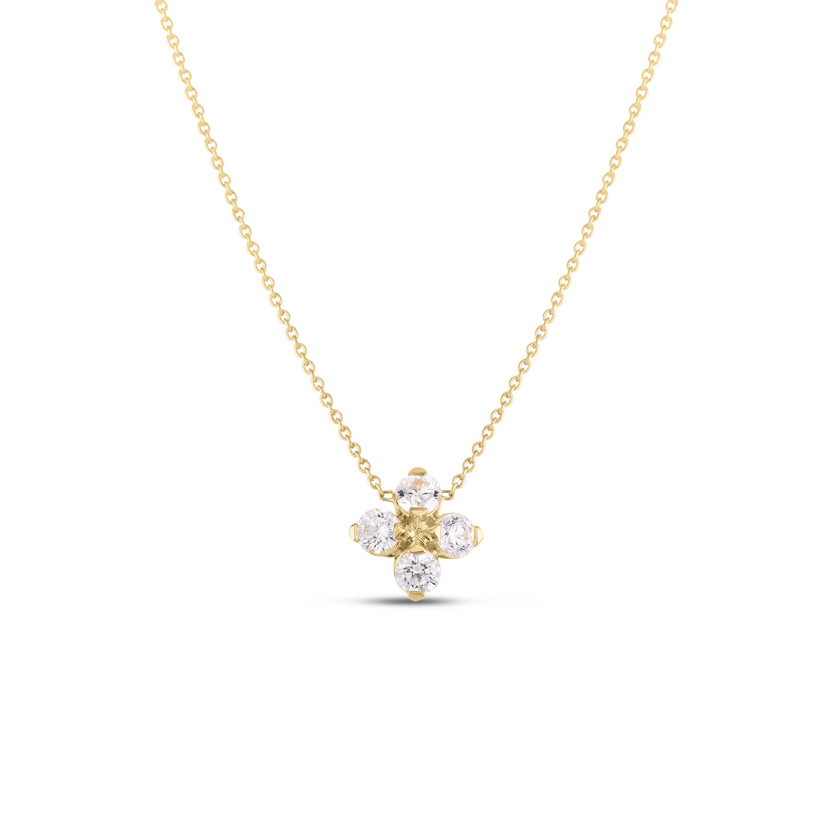 Roberto Coin Jewelry - Love In Verona 18K Yellow Gold Diamond Flower Necklace | Manfredi Jewels