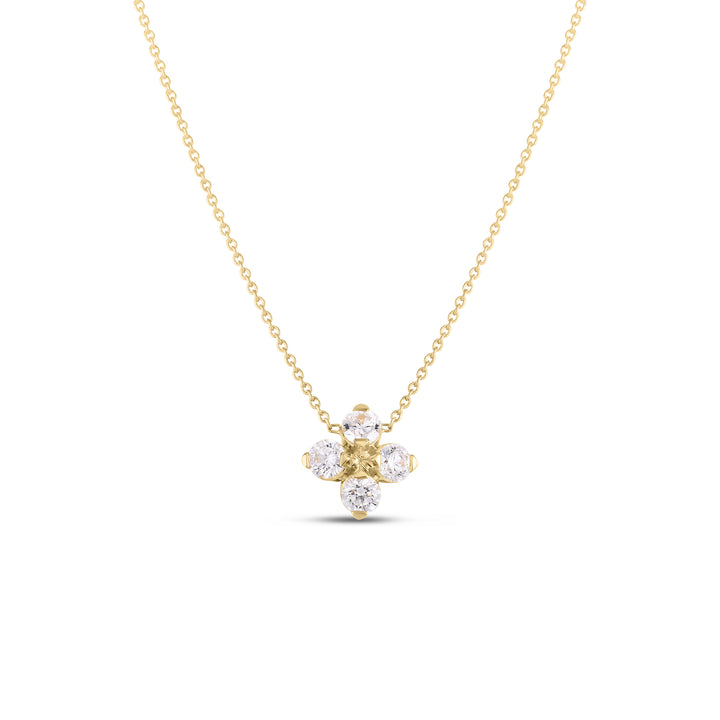 Roberto Coin Jewelry - Love In Verona 18K Yellow Gold Diamond Flower Necklace | Manfredi Jewels