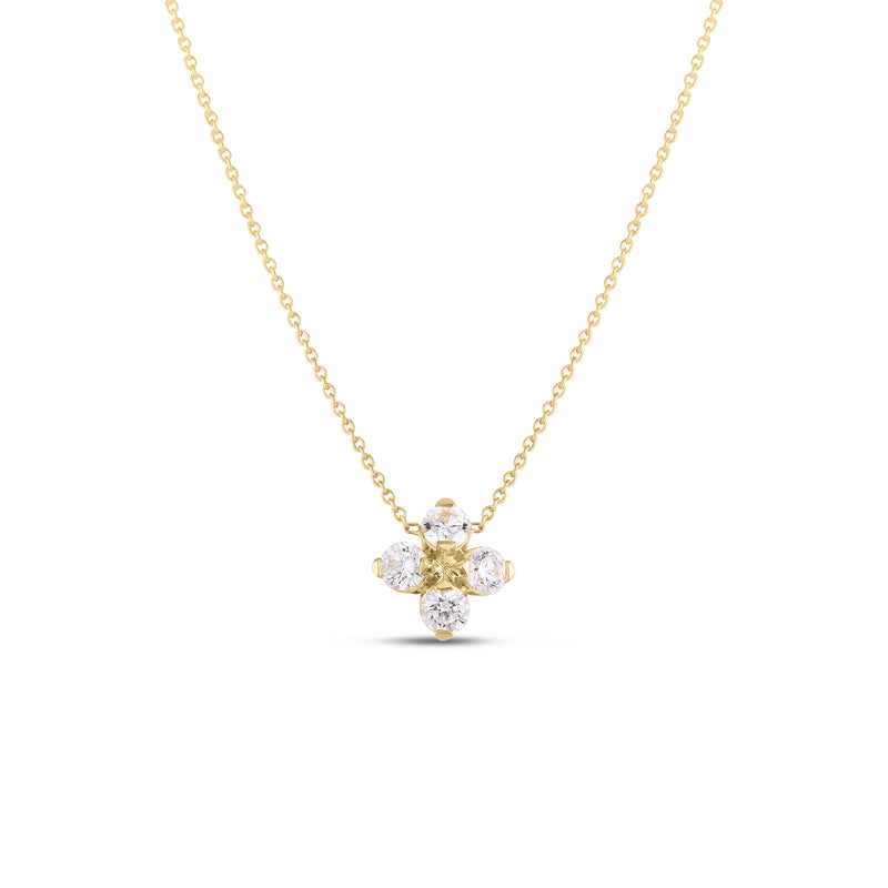 Love In Verona 18K Yellow Gold Diamond Flower Necklace