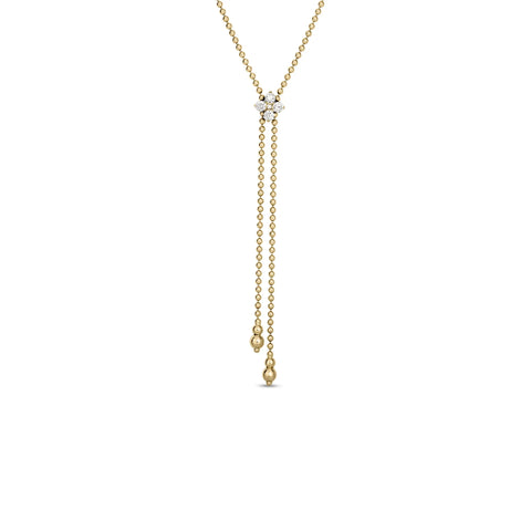 Love In Verona 18K Yellow Gold Diamond Flower Lariat Necklace