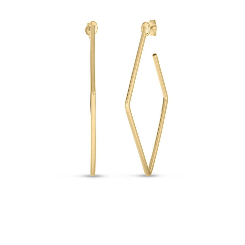 Perfect 18K Yellow Gold Square Hoop Earrings