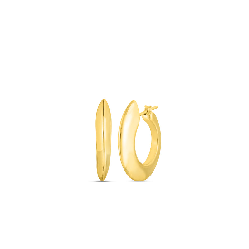 Roberto Coin Jewelry - Perfect 18K Yellow Gold Designer Gold Knife Edged Hoop Earrings | Manfredi Jewels