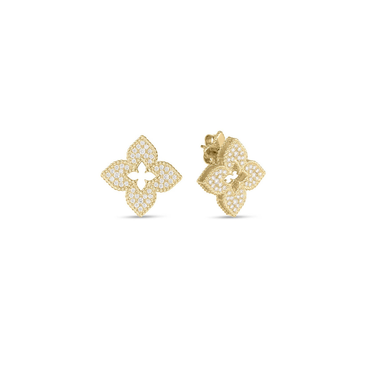 Roberto Coin Jewelry - Venetian Princess 18K Yellow Gold Diamond Pave Earrings | Manfredi Jewels