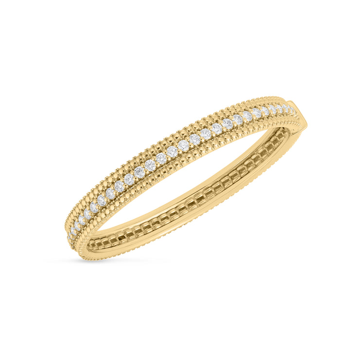 Roberto Coin Jewelry - Siena 18K Yellow Gold One Row Diamond Bangle Bracelet | Manfredi Jewels