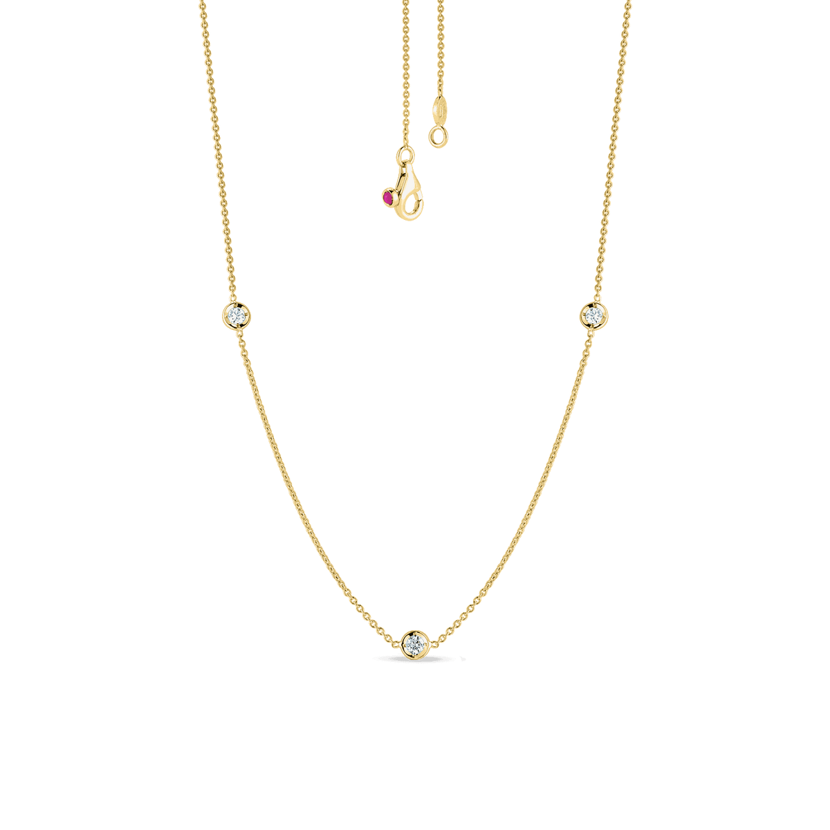 Roberto Coin Jewelry - Diamonds By The Inch 18K Yellow Gold 3 Station Diamond Necklace | Manfredi Jewels