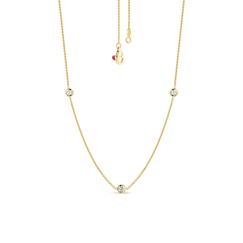 Roberto Coin Jewelry - Diamonds By The Inch 18K Yellow Gold 3 Station Diamond Necklace | Manfredi Jewels