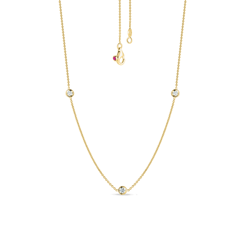 Diamonds By The Inch 18K Yellow Gold 3 Station Diamond Necklace