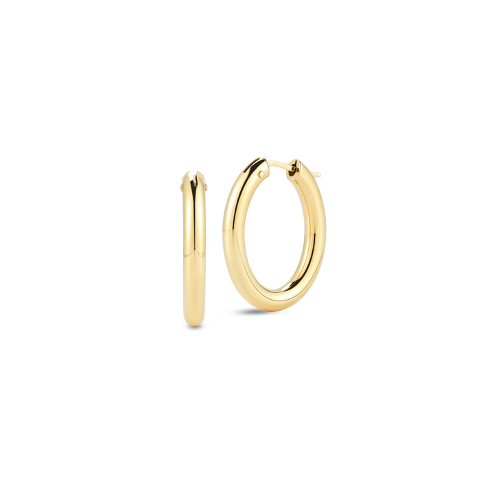 Roberto Coin Jewelry - Perfect 18K Yellow Gold Medium Oval Hoop Earrings | Manfredi Jewels