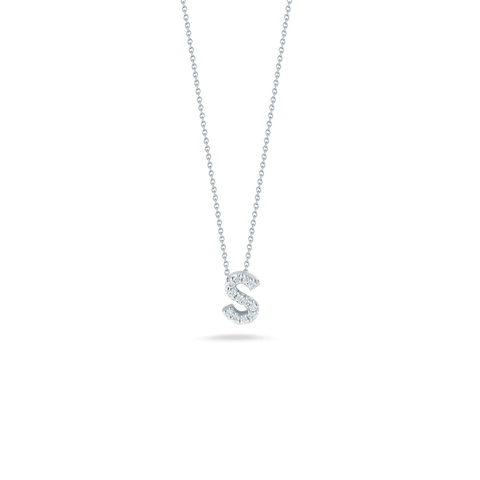 Tiny Treasures 18K White Gold Love Letter "S" Diamond Necklace