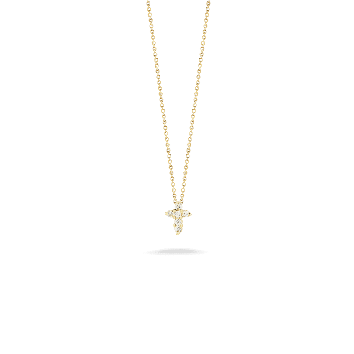 Roberto Coin Jewelry - Tiny Treasures 18K Yellow Gold Baby Cross Diamond Necklace | Manfredi Jewels