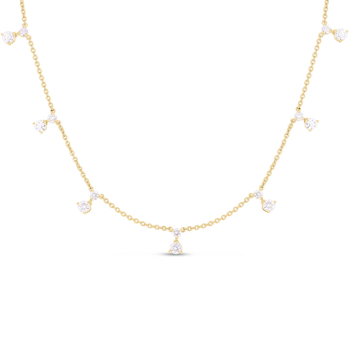 Roberto Coin Jewelry - Diamonds by the Inch 18K Yellow Gold Dangling 7 Station Diamond Necklace | Manfredi Jewels