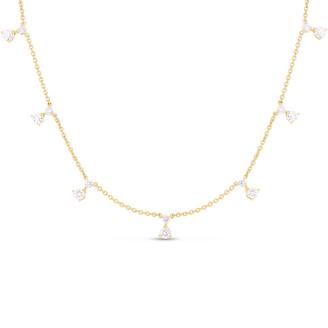 Diamonds by the Inch 18K Yellow Gold Dangling 7 Station Diamond Necklace