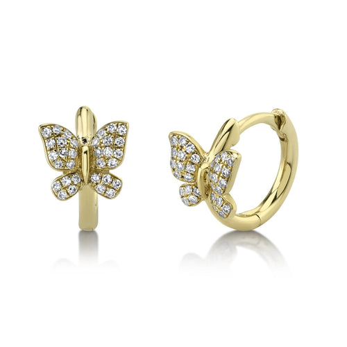 Kate 14K Yellow Gold Diamond Butterfly Huggie Hoop Earrings