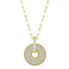 Kate 14K Yellow Gold 1.03 ct Diamond Pavé Circle Pendant on Paper Clip Link Chain Necklace