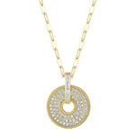 Kate 14K Yellow Gold 1.03 ct Diamond Pavé Circle Pendant on Paper Clip Link Chain Necklace