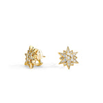 Cosmic 18K Yellow Gold Small Starburst Clip Earrings