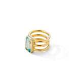 Geometrix 18K Yellow Gold Blue Topaz Diamond Ring