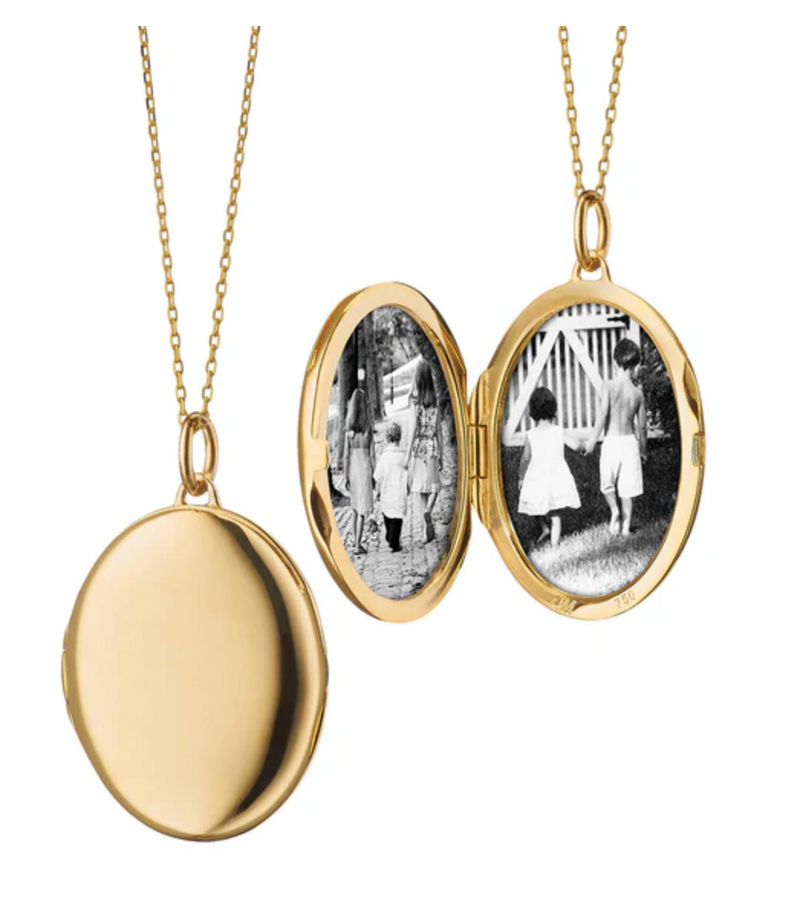 Monica Rich Kosann - 18K Yellow Gold Oval Locket Charm | Manfredi Jewels