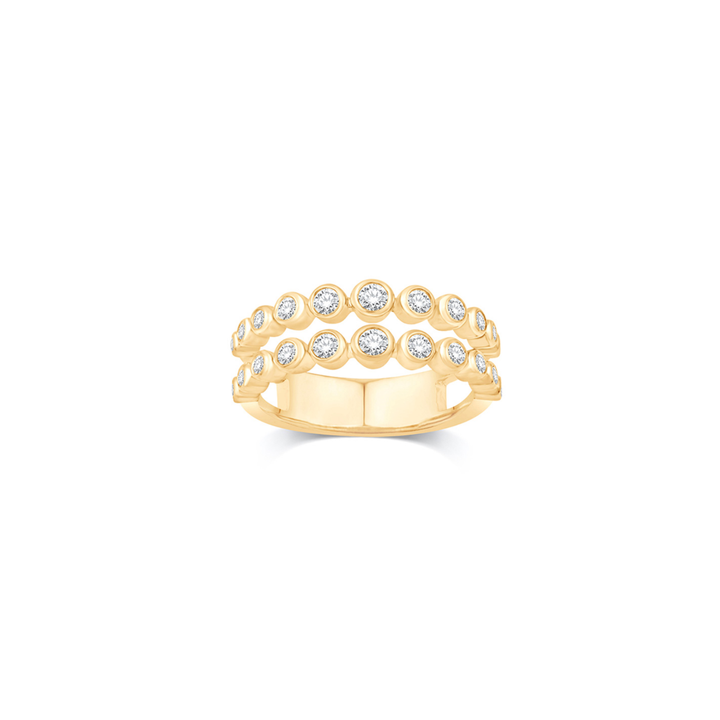 14K Yellow Gold Two-Row Bezel Set Diamond Ring