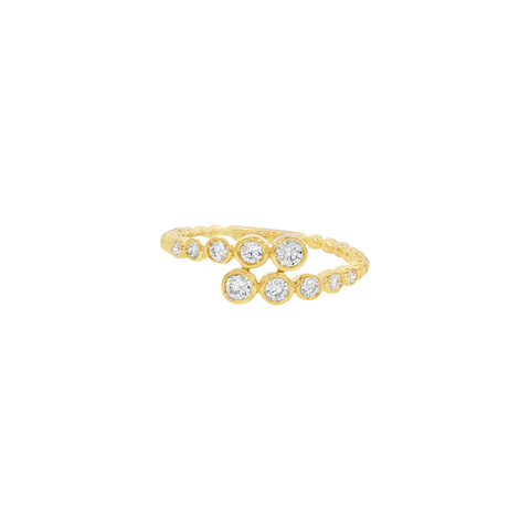 14K Yellow Gold Bezel set Diamond Bypass Ring