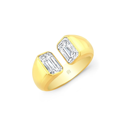 18K Yellow Gold 3ct Bezel Set Emerald Ring