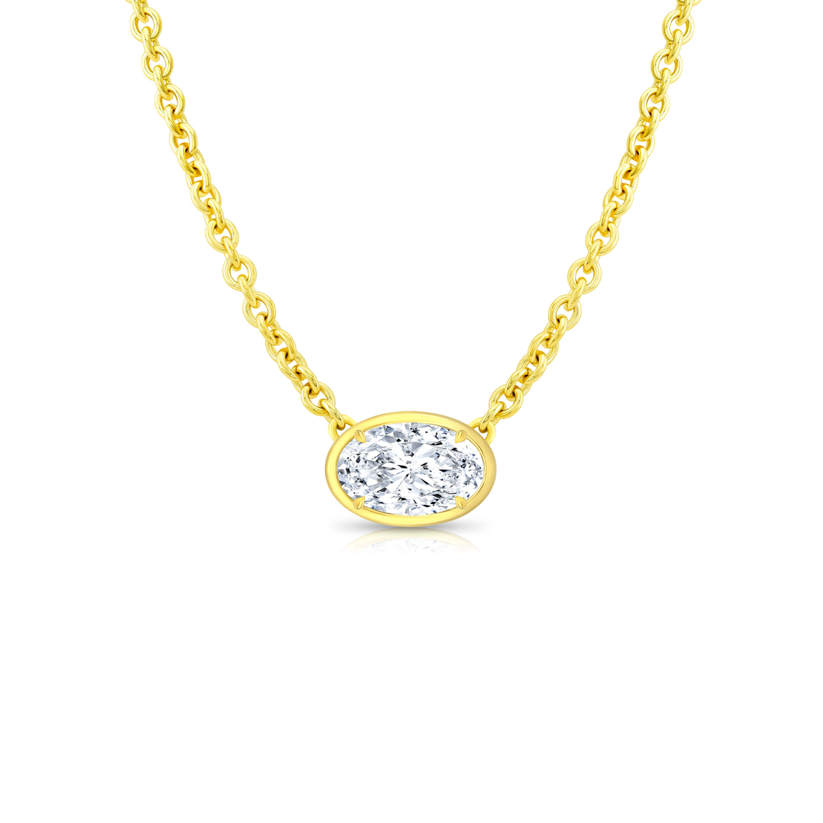 Rahaminov Diamonds Jewelry - 18K Yellow Gold 2ct Oval Cut Diamond Bezel Set Pendant | Manfredi Jewels