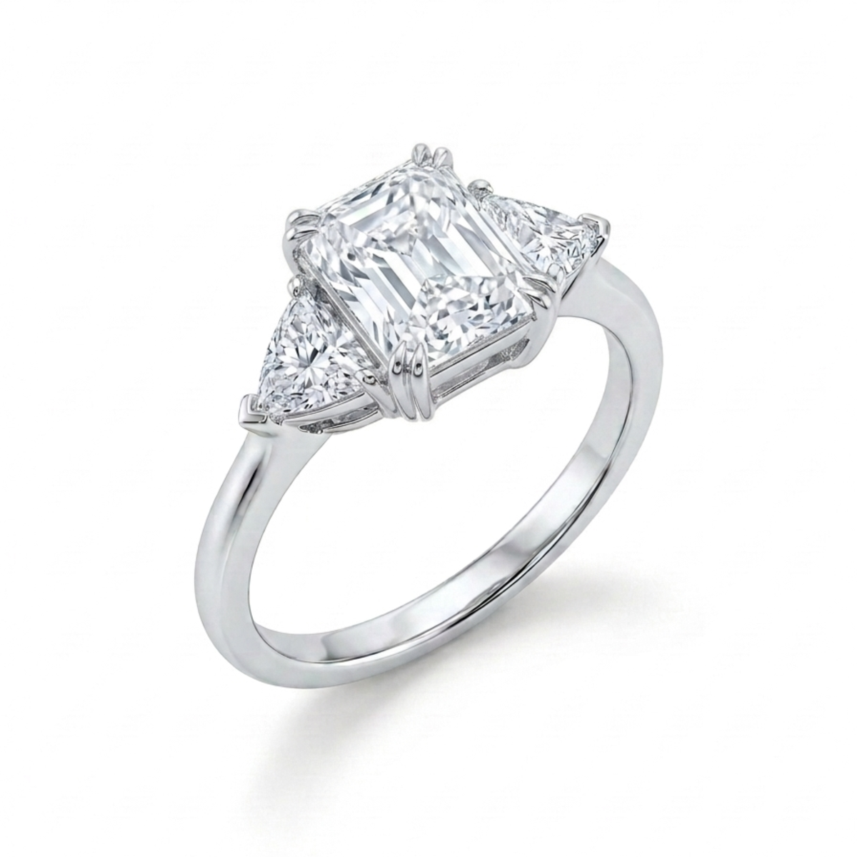 Radiant Cut 3.06ct Platinum 3-Stone Diamond Engagement Ring
