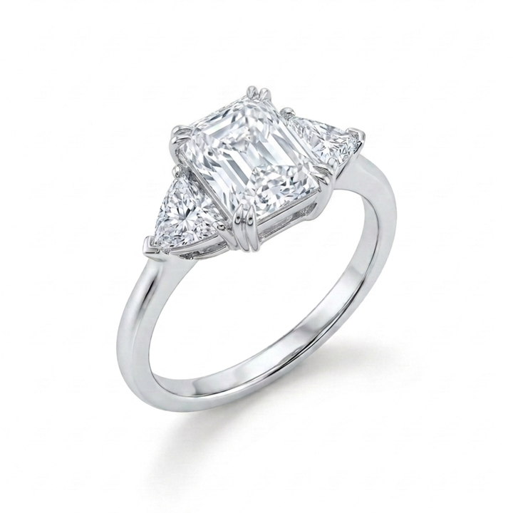 Radiant Cut 3.06ct Platinum 3-Stone Diamond Engagement Ring