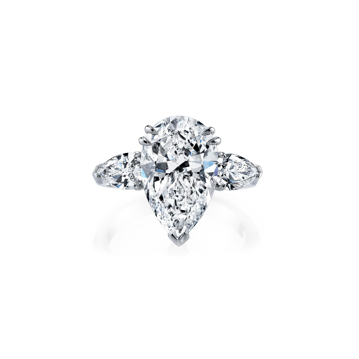 Three Stone Pear Cut 5.05 ct Platinum Diamond Ring