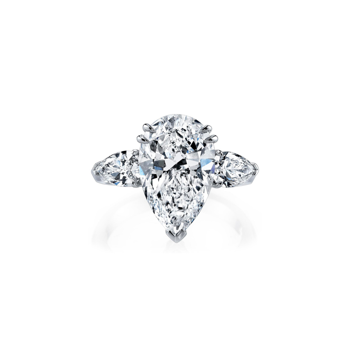 Three Stone Pear Cut 5.05 ct Platinum Diamond Ring