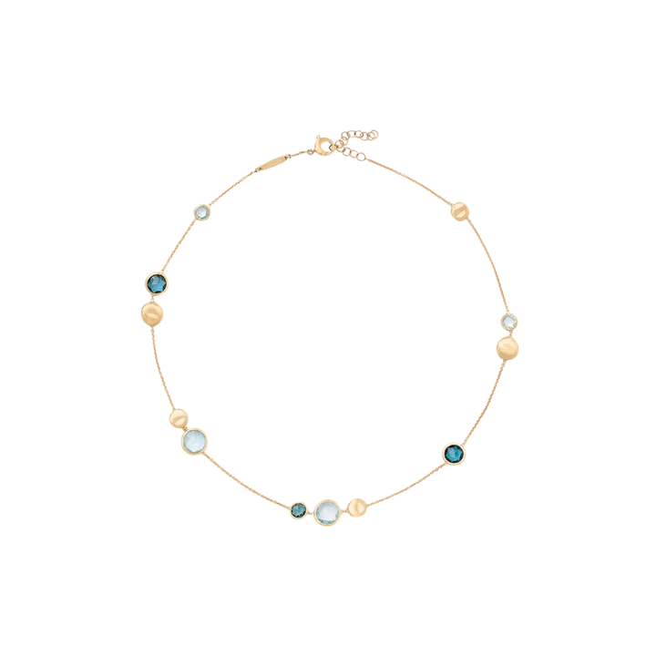 Marco Bicego Jewelry - Jaipur Color 18K Yellow Gold and Mixed Blue Topaz Necklace | Manfredi Jewels