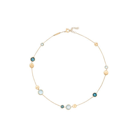 Jaipur Color 18K Yellow Gold and Mixed Blue Topaz Necklace