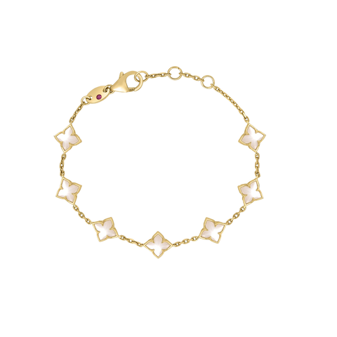 Venetian Princess Carnival Mother of Pearl Flower Station Bracelet